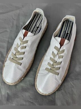 Spring Step Eloya Silver Metallic Leather Espadrille Sneakers EU 39 US 8.5